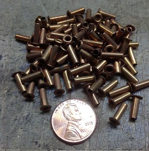 100 pieces miniature brass feed through grommets bushing sleeve 0.090 gromet  - Picture 1 of 3