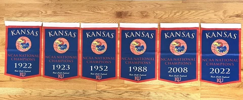 Complete Set Kansas Jayhawks Basketball NCAA National Champions Banners/Flags Cover