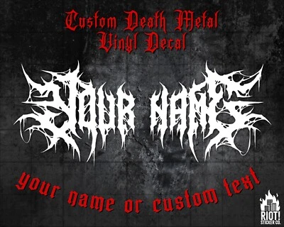 Your Name in Death 金属字体定制文本乙烯基贴花 - 死亡金属,黑色金属 — 第 1/2 张图片