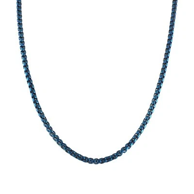 Electric Blue Rolo Chain Necklace Mens Womens Stainless Steel 3mm 15-24-inch - Image 1 of 2