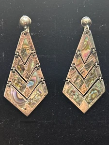 STERLINGSILBER TAXCO MEXIKO ABALONE OHRHÄNGER SCHRAUBVERSCHLUSS - NACHLASSFUND - Bild 1 von 6