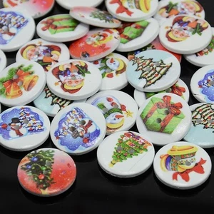 50 to 100 Christmas Xmas White Wood 20mm Festive Sewing Scrapbook Craft Buttons - Picture 1 of 1