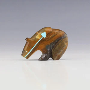 FETICHE DE OSO FLUORITA NATIVO AMERICANO ZUNI POR KENRIC LAIWAKETE - Imagen 1 de 8