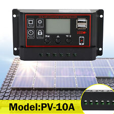 10A PWM Solar Panel Battery Regulator Charge Controller LCD Dual USB 12V/24V