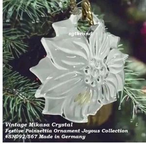 Vintage Mikasa Crystal  Poinsettia Ornament Joyous Collection #SN092/567 Germany - Picture 1 of 12