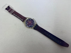 Swatch Watch GK325 Pure Purple "Be My Nightlife" Works Fresh Battery - Picture 1 of 8