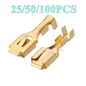 6.3mm Electrical Wiring Spade Pickling Crimp Female Socket Pin Terminals Contact - Picture 1 of 2