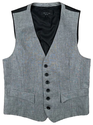 RAG & BONE Vest Mens Button Front Dressy/Casual Gray Linen Formal Size 40 - Image 1 of 4