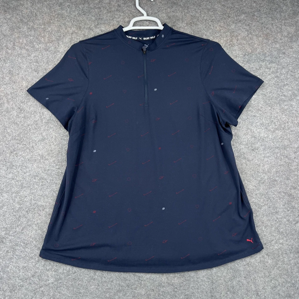 Camisa de golf Puma para mujer 2XL azul marino 1/4 cremallera cuello falso rendimiento estampado integral Foto 1 de 4