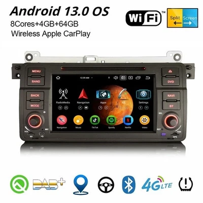 64GB Android 14 DAB+ Autoradio CarPlay 8-Kern DSP Navi BMW 3er E46 M3 Rover75 MG - Bild 1 von 4