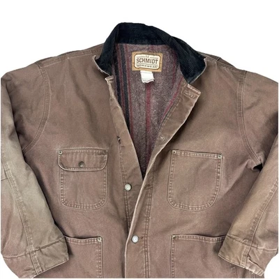 VTG 90s C.E. Schmidt Workwear Chore Barn Jacket Large  Blanket Lined Duck Canvas - Image 1 of 4