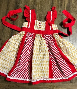 Freche Pflaume Lebkuchen & Zuckerstange Weihnachtskleid Mädchen Größe 3T Hergestellt in den USA - Bild 1 von 5