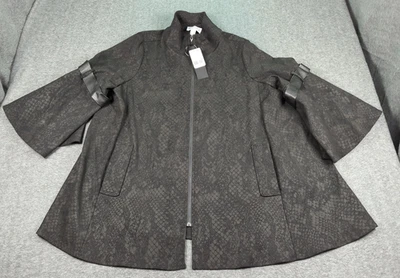 Chaqueta Joseph Ribkoff Swing Mujer 18 Negra Vegana Gamuza Mangas Campana Cremallera Completa Foto 1 de 4