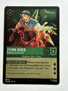 Flynn Rider - Breaking and Entering Cold Foil Reign of Jafar 102/204 NM Lorcana - Picture 1 of 2