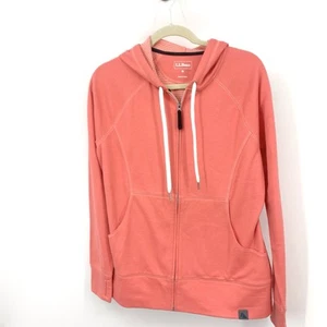 LL Bean Damengröße Medium Sweatshirt korallenrosa Reißverschluss vorne Hoodie Pullover Oberteil - Bild 1 von 8