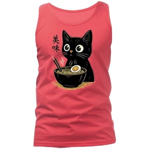 Camiseta sin mangas Cat Ramen Noodle anime japonés manga Kawaii gato divertido humorístico - Imagen 1 de 6