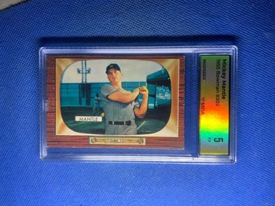 Bowman #202 Mickey Mantle 1955 Salón de la fama New York Yankees MBA 5 Foto 1 de 2