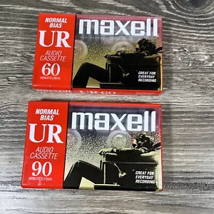 2 New Sealed Maxell UR-90 Minute Blank Audio Cassette Tapes - Picture 1 of 2