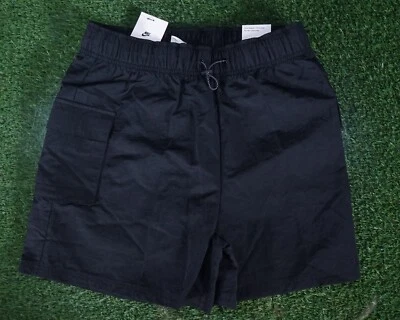 WOMEN'S MEDIUM NIKE SPORTSWEAR ESSENTIAL WOVEN HIGH-WAISTED SHORTS BLACK, NWT - Image 1 of 4