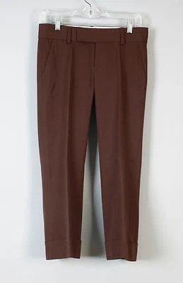 JUICY COUTURE 25 : Brown Wool Cuffed Flat Front Dress Pants Trousers Slacks - Image 1 of 4