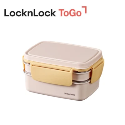 New LocknLock ToGo 2 - Tier Stainless Lunch box 500ml + 800ml - Image 1 of 4