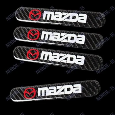 MAZDA Carbon Fiber Car Trunk Side Fenders Door Badge Scratch Guard Sticker X4 - Image 1 of 4