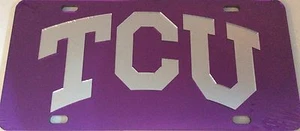 TCU HORNED FROGS etichetta auto taglio laser acrilico, MADE IN USA con licenza NCAA  - Foto 1 di 1