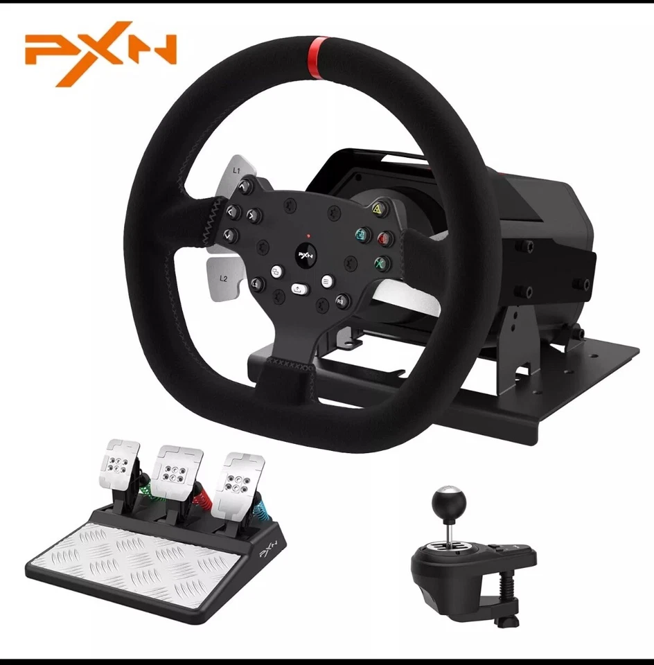 PXN V10 Force Feedback Steering Wheel, Pc/PlayStation/3/4/Xbox/1/x/s - Image 1 of 1