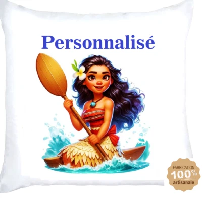 Housse Coussin Vaiana Personnalisé avec un Prénom. Idée cadeau... - Photo 1/2