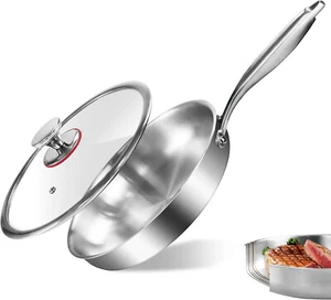 12in 5-Ply Stainless Steel Frying Pan With Lid - LTLUO - Picture 1 of 4