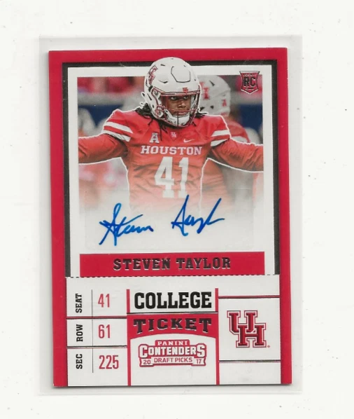 2017 Playoff Contenders College Ticket Steven Taylor AUTO RC Rookie Houston - Image 1 of 1