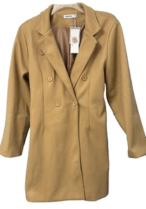 Abrigo para mujer Jasambac camel doble botonadura con cinturón, 2XL - Elegancia atemporal - Imagen 1 de 12