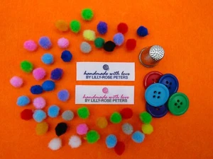 Handmade and Made with love sewing labels tags - 50mm x 15mm (SL FLAT 2 - D6) - Picture 1 of 4