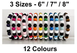 Mens / Womens Wooden Wood Bead Elastic Stacker Bracelet - 12 Colours - 3 Sizes - Picture 1 of 80