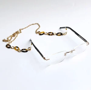 Eye Glasses Chain Cord Lanyard Sunglasses Neck Holder Gold Brown Straps Grips - Picture 1 of 8