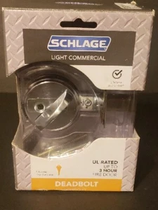 NEW SCHLAGE Light Commercial Deadbolt Satin Chrome Fire Rated B60N 626 KA4 - Picture 1 of 18