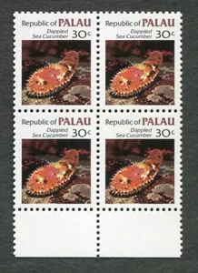 PALAU 1983 - FOUR MINT 30c STAMP BLOCK Scott#16 SeaCucumber EXCELLENT MNH-OG/340 - Picture 1 of 24