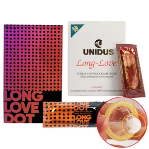 12p Unidus CLIMAX CONTROL LONG LOVE Prolong Sex Time Delay, Dotted condoms - Picture 1 of 7