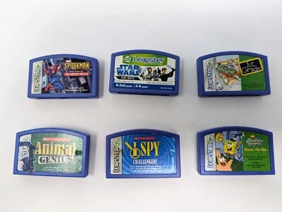 Lot of 6 Leapfrog Leapster Games Spiderman Star Wars 1st Grade Spongebob I Spy - Image 1 of 3