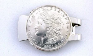 1921 Morgan Dollar Handmade Silverplated Silver Plated Steel Money Clip EBS7675 - Picture 1 of 2