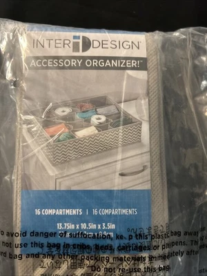 Inter Design 16 Compartments Accessory Organizer Grey/White - NEW - Image 1 of 4