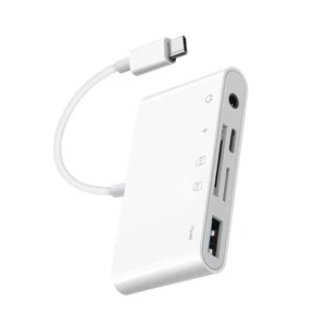 5-IN-1 USB-C Memory Card Reader High-Speed Hub Adapter for Micro SD SDXC CF SDHC - Afbeelding 1 van 12