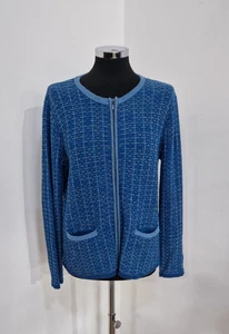 Woolovers Web Strickjacke Gr. M 12-14 Blau Full Zip Kragenlos Damen Baumwolle - Bild 1 von 8