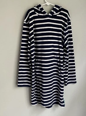 Nuevo Pullover Mini Boden Terry con Capucha Azul Marino Rayas Natación Cubrir Talla 11-12Y Foto 1 de 4
