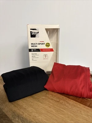 Paquete de 2 calzoncillos boxer de malla multideporte SAXX rojo/negro talla M hidratante absorbente Foto 1 de 4