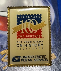 1900 - 2000 USPS Celebrate 100 Years Century Put Your Stamp On History Lapel Pin - Picture 1 of 3
