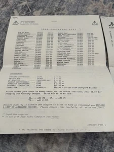 2 formularios de pedido de relaciones con los clientes de Atari Club 1991 y catálogo de precios de Atari - Imagen 1 de 10