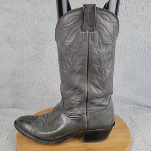 Vintage Nocona Boots Men's 9 D Gray Leather Western Cowboy Boots Made in USA - Picture 1 of 12