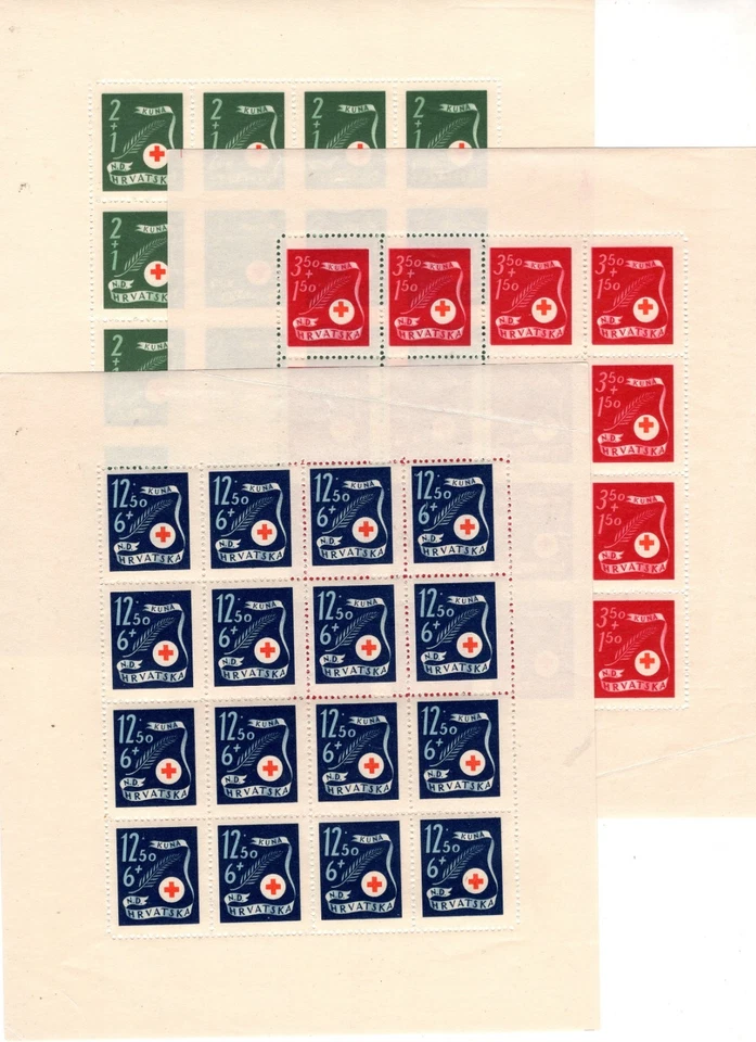 Croacia Segunda Guerra Mundial 1944 Cruz Roja Juego Completo en Mini Hojas Foto 1 de 1