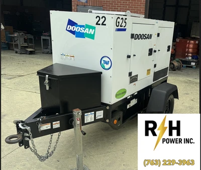 25kVA Doosan G25 T4F Mobile Diesel Generators - Low Hours! - Image 1 of 2